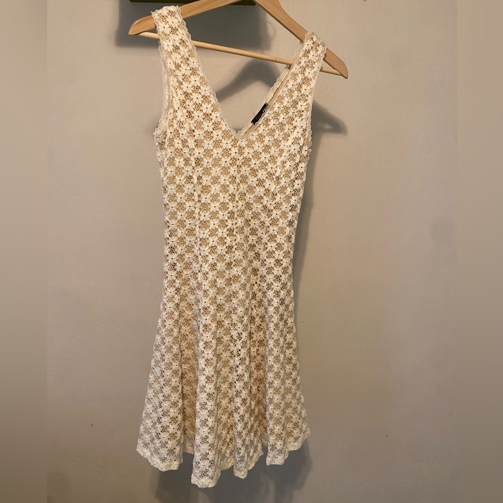 Aqua lace dress nude and ivory